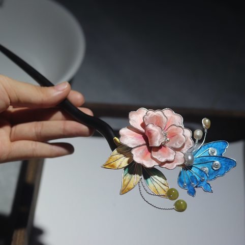 Chinese velvet flower hair accessories design hair Stick ancient style - 图片 5