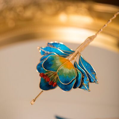 Velvet Flower Hair stick Ancient Silk Hair Crown Hanfu accessories - 图片 4