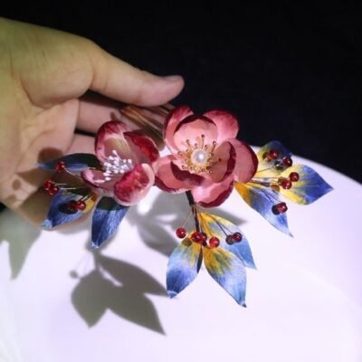 Silk velvet flower headdress,hairpin, best gift for girlfriend - 图片 4