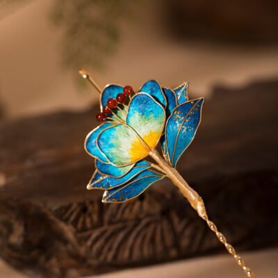 Velvet Flower Hair stick Ancient Silk Hair Crown Hanfu accessories