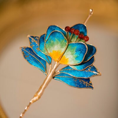 Velvet Flower Hair stick Ancient Silk Hair Crown Hanfu accessories - 图片 3