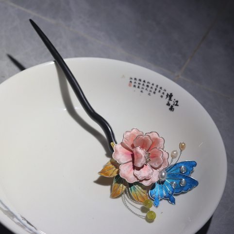 Chinese velvet flower hair accessories design hair Stick ancient style - 图片 3