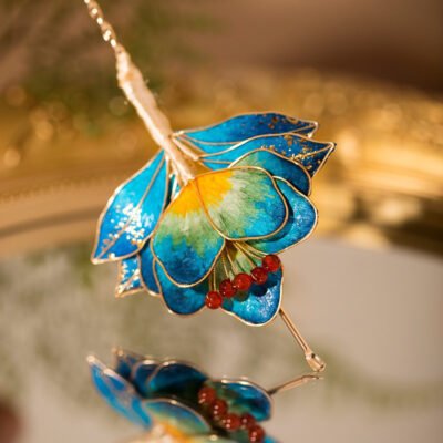 Velvet Flower Hair stick Ancient Silk Hair Crown Hanfu accessories - 图片 2